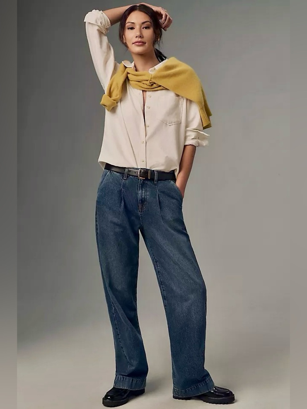 NWT! Modern American Shadow Blue Castro High-Rise Wide-Leg Crop Jeans - 29 🎬